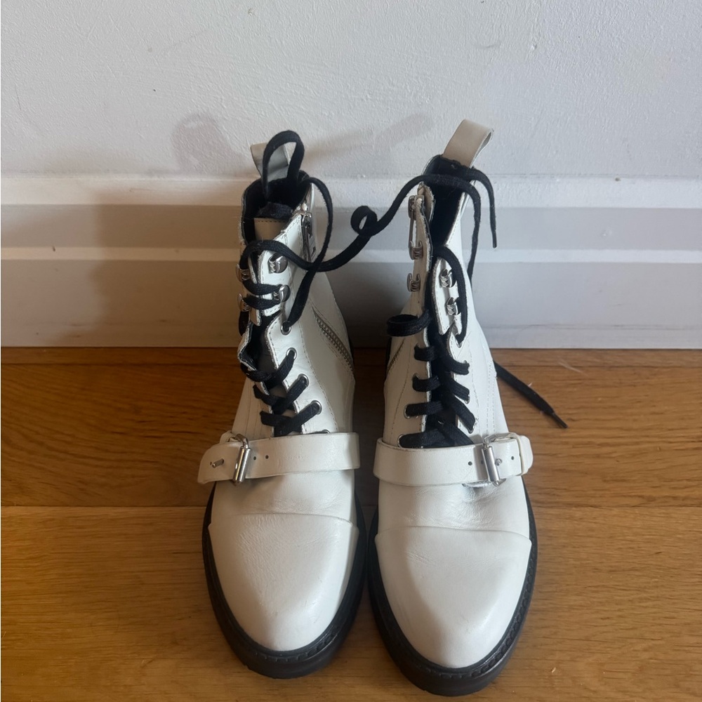 All Saints White Combat Boots